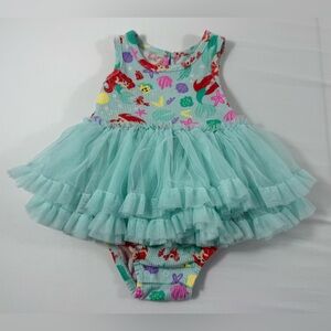 Disney Baby 6/9M The Little Mermaid Ariel Sleeveless Ribbed Tutu Bodysuit Dress